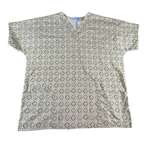 Scrub HQ Scrub Top Green Brown Blue Diamond Pattern Medical Uniform